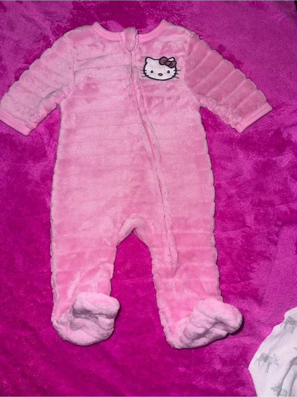 Hello Kitty Pink Plush Footed Baby One-Piece- NewBorn